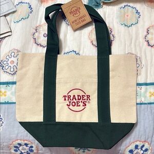 Trader Joe’s Mini Green and Cream Canvas Tote Bag